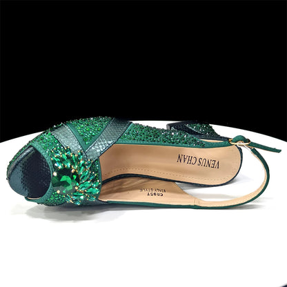 2025 Elegant Women's Peep-Toe Heels and Matching Wine Color Diamond Pumps Set - Stylish Italian Shoes and Bags for Parties