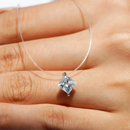 EWYA GRA Certified 1CT Marquise Cut Moissanite Pendant Necklace for Woman 925 Silver Fishing Line Water Drop Diamond Necklaces