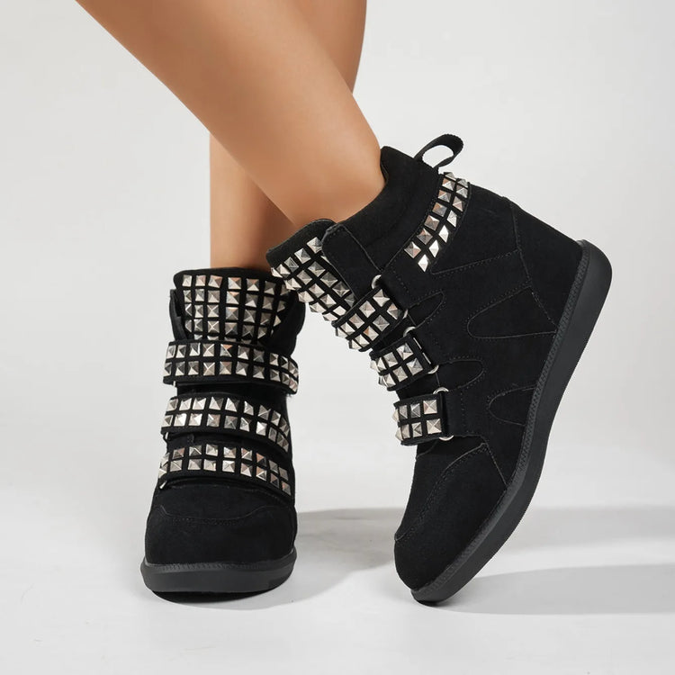 2026 New Studded Buckled Women Ankle Boots Trend Cool Punk High Heels Booties Soft Fashion Causal Dress Party Shoes for Women