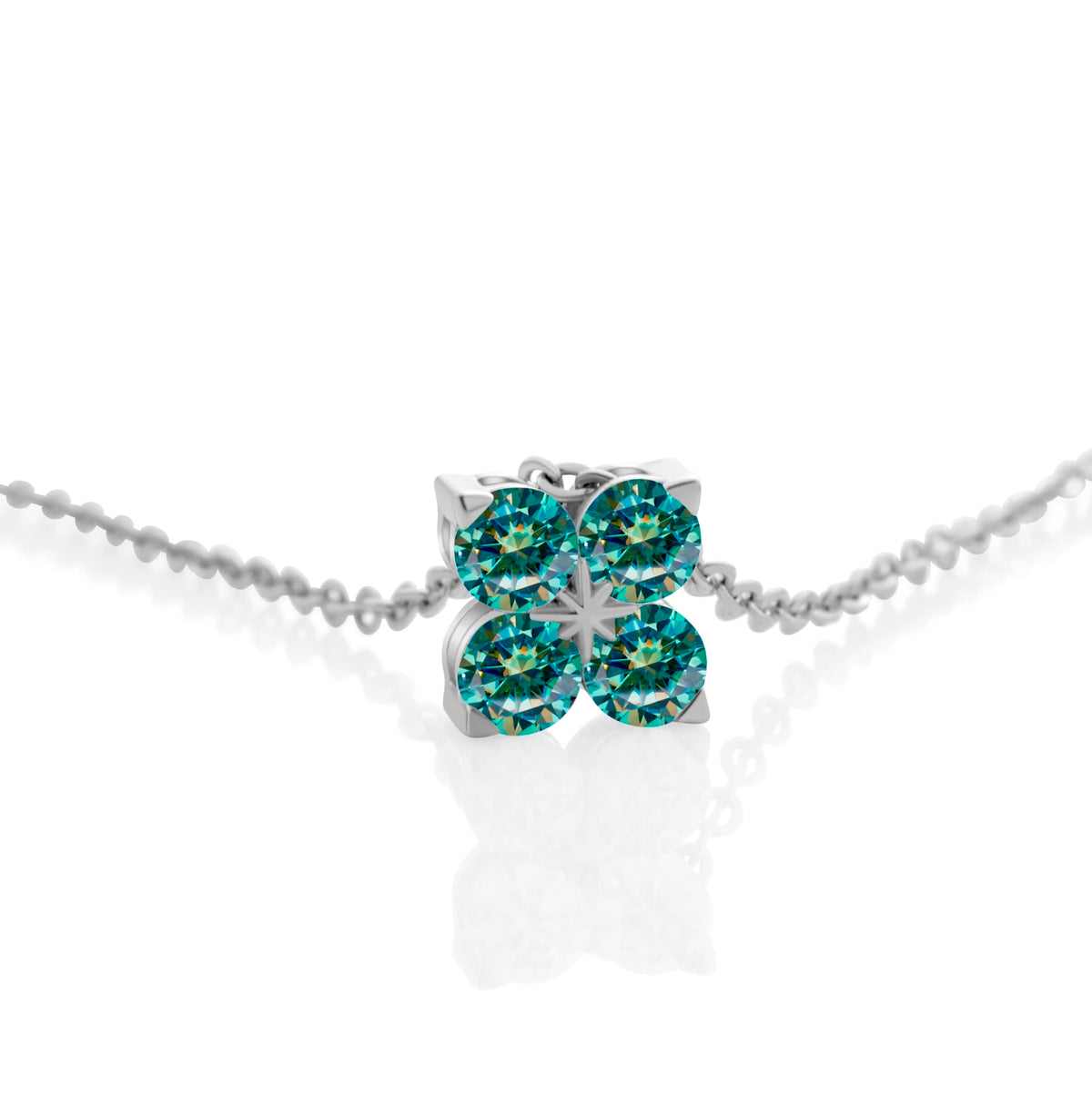 Classic Four Leaf 925 Sterling Silver 0.4CT D Color Moissanite Silver Necklace Chain For Women Fine Jewelry Gift Birthday Party