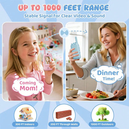 Video Walkie Talkies For Kids, Handheld 2 Pack Rechargeable Video Intercom Kids Walkies Talkies, Kids Walkie Talkies 2 Pack With Voice Changer, 1000 Feet Range, Long Range 2 Way Radio, Indoor Outdoor Toys, For Family Games, O