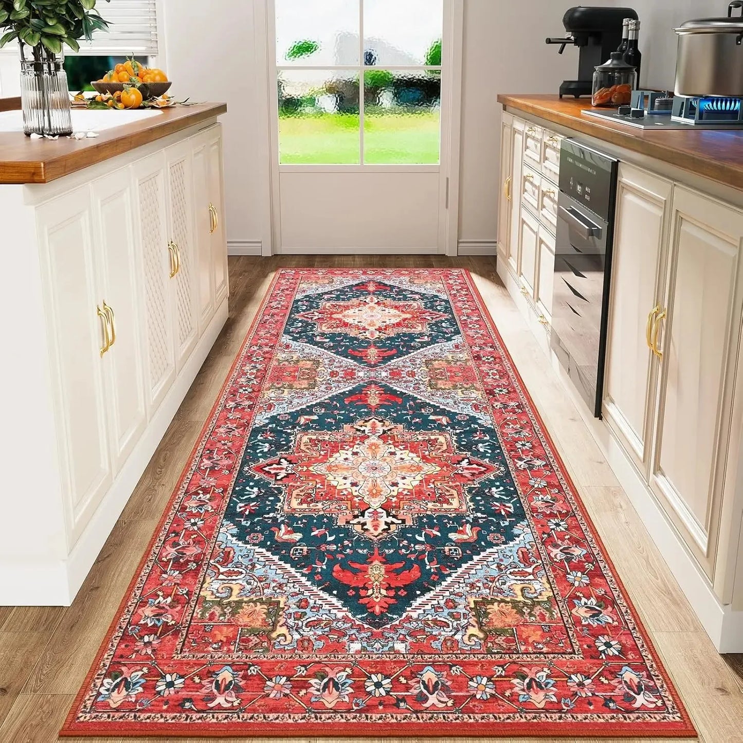 VIKAMA Boho Persian Flannel Carpet Kitchen Floor Mat Hallway Rug Sofa Cushion Bedside Rug Carpet For Live Room Long Rug Home