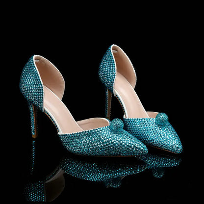 Ins Fashion Runway Show Luxury High Heel Color Hot Diamond Gradient Women'S Shoes Sandal Blingbling Wedding Shoes Dinner Pumps
