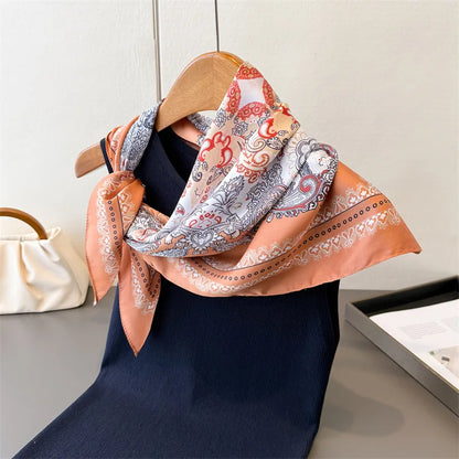 2025 New Paisley Print Silk Scarf for Women Square Hijab Soft Neck Tie Female Fashion Decoration Silk Headscarf 70*70cm Kerchief