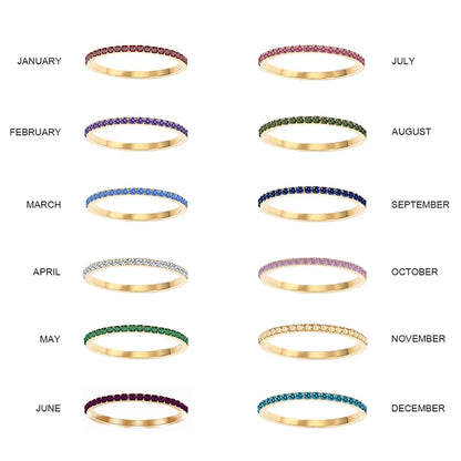 EMANCO Rhinestone Birthstone Stainless Steel Ring Luxury Jewelry Gift 12 Zodiac Sparkling Rings for Women Wholesale US5/6/7/8