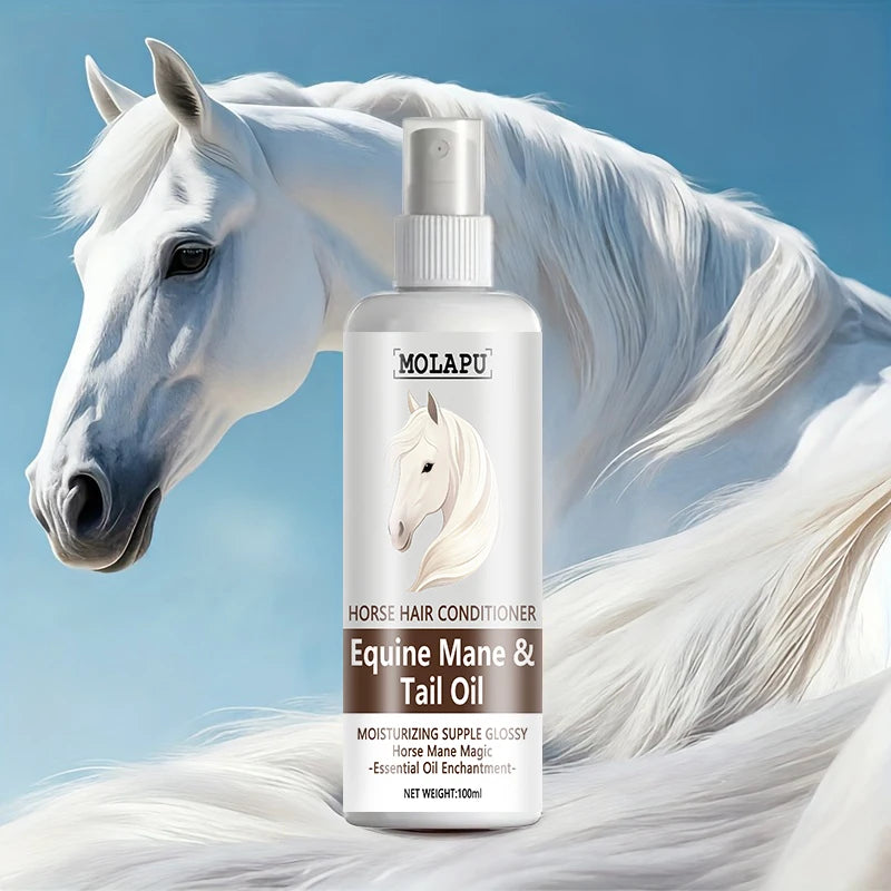 Horse Care Oil - Instant Detangler & Smoothing Mane Conditioner, Plant-Based Horsehair Oil for All Breeds and Foals, Shining Detangling Spray, Suitable for Braiding, Bun Making, Performances, and Daily Grooming