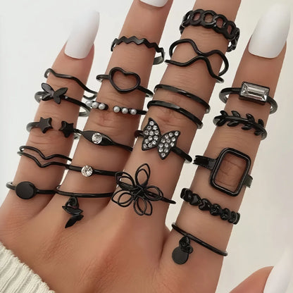 12/24/36/48/100Pieces Fashion Hollow Rings Set For Women Mix Style Trendy Butterfly Flowers Snake Daily Jewelry Party Gifts