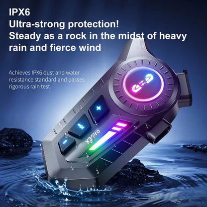 X3 Pro Motorcycle Helmet Bluetooth Headset 2-Riders Intercom 1000M BT6.0 IPX6 Waterproof Voice Assistant NoiseReduction FM Radio