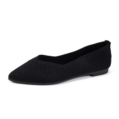 Summer Fashion Solid Color Low-Top Shoes Luxury Round Toe Women's Knit Slip-on Outdoor Walking Shopping Women's Flat Shoes 36-43