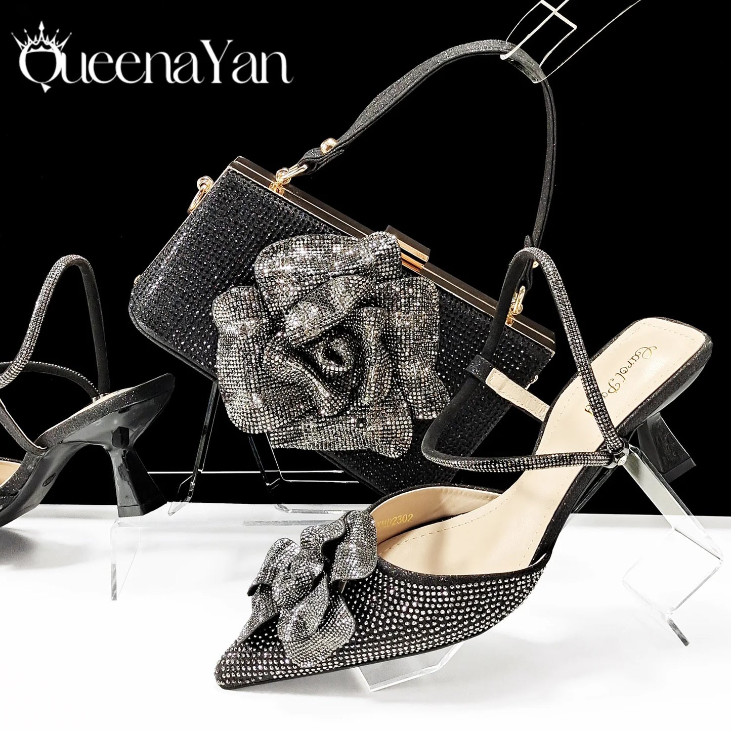 2026 Large Flower Design Shoes & Bag Nigerian Coffee Color Women's Stiletto Shoes For Special Good Time INS Style