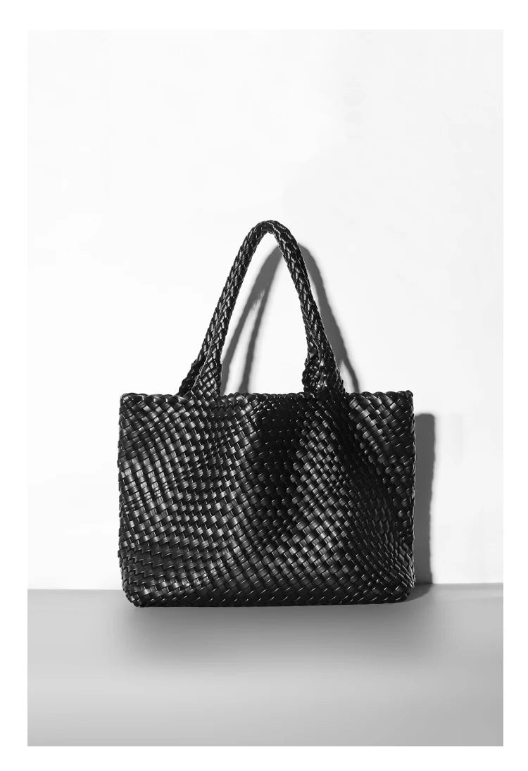 Large-Capacity Designer Knitting Fashion PU Leather Women's Shoulder Bag Handbags for Beach Travel Single-Shoulder Ladies Bag