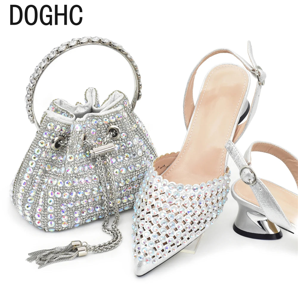 Nigeria Shoe and Bag Wedding Shoes Bride Nigerian Ladies Wedding Shoes Luxury Italian Style Heels African Women Party Pumps