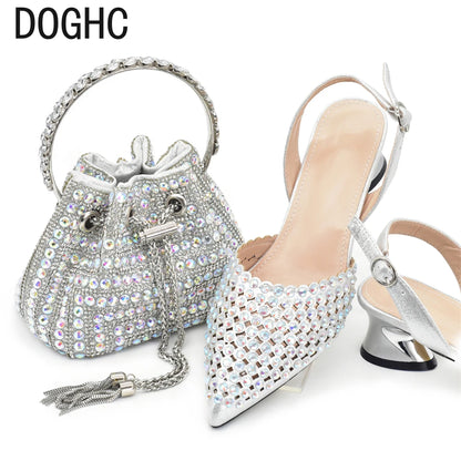 Nigeria Shoe and Bag Wedding Shoes Bride Nigerian Ladies Wedding Shoes Luxury Italian Style Heels African Women Party Pumps