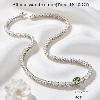 Smyoue Water Drop Moissanite Tennis Necklace for Women Female Choker Chain Gradient Round Stone Real S925 Silver Full Diamond