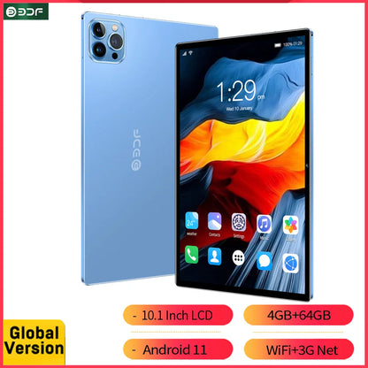 BDF 10.1 Inch Tablet Android 11, 4GB RAM 64GB ROM,1TB Expand,1280x800 IPS Screen 5000MAH Battery,Dual Camera, WiFi,3G Sim Card