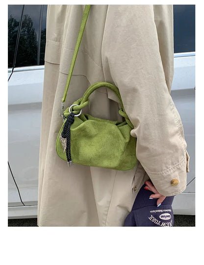 Small Suede Fashion Leather Shoulder Bags for Women 2025 Luxury Designer Brand Trend Crossbody Bag Females Short Handle Handbags