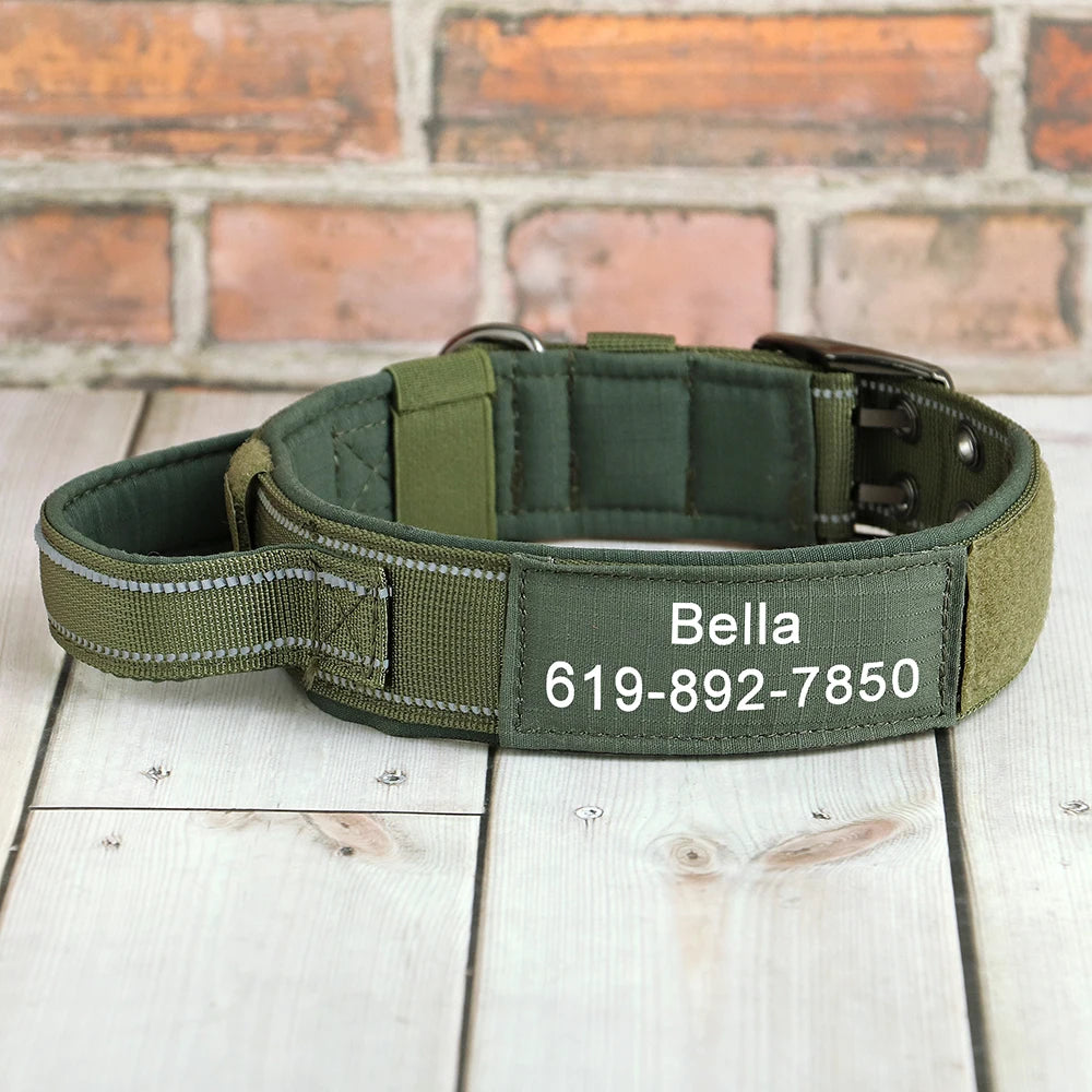 Custom Military Dog Collar Personalized Tactical Nylon Accessories Collar Adjustable Medium Large Dogs German Shepherd Collars