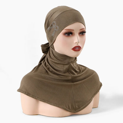 Balaclava Inner Hijabs Women Solid Color Tie Back Elasticity Hijabs Full Cover Head Muslim Soft Cotton Jersey Turban Headscarf
