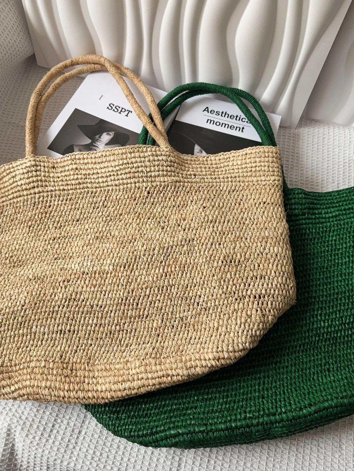 2026 New Summer Handmade Raffia Large Capacity Tote Bag for Women, Natural Straw Beach Bag, Luxury Shoulder Handbag