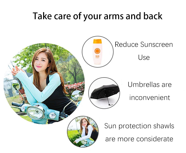 UV Protection Shrug Cooling Cycling Shawl Sun Cover Golf Stretch Breathable Casual Wear Summer Thumb Hole Driving Arm Sleeve