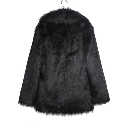 2026 Autumn Winter Brown Faux Fur Coat Women Casual Turndown collar Fluffy Plush Jacket Long Sleeve Thick Fake Fur Warm Cardigan