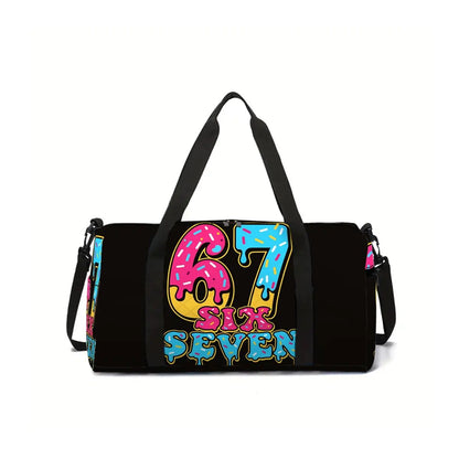 Classic Popular Funny Novelty 67 six seven 3D Printed Travel Bags Barrel Shape Crossbody Bag Outdoor Sports Bags Gym Yoga Bag