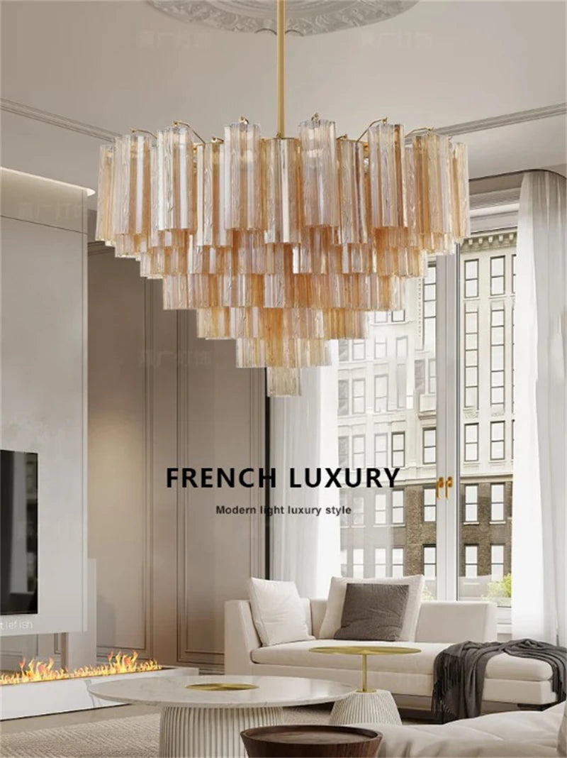 French Style Artistic Chandelier Medieval Colored Glass Retro Lighting for Living Room Dining Room Bedroom Villa Staircase Home