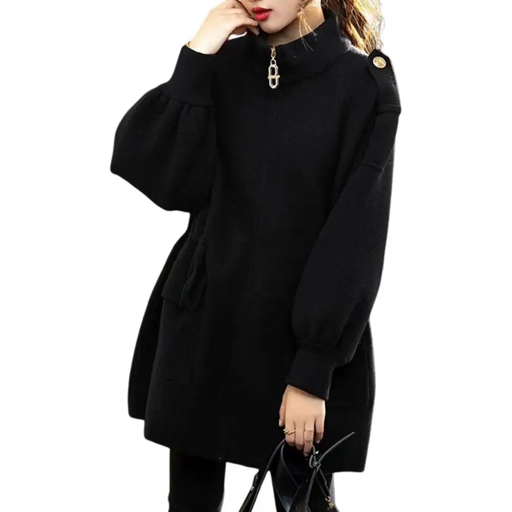 Women Coat Stylish Women's Winter Coat with Stand Collar Thick Long Sleeves Big Pockets Fashionable for Cold for Outdoor
