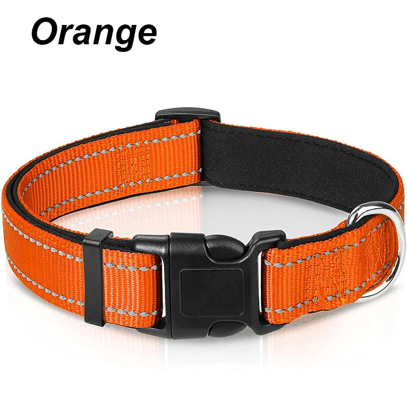 Reflective Dog Collar For Medium Large Dogs Soft Neoprene Padded Nylon Sturdy Adjustable Pets Collar for Medium Large Dogs