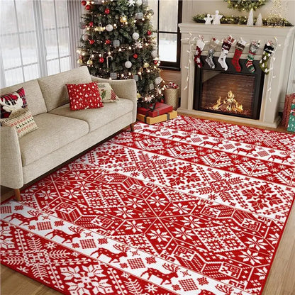 Christmas Day living room decoration red carpet large area rugs for bedroom Washable lounge floor mat Anti-slip bedside soft rug