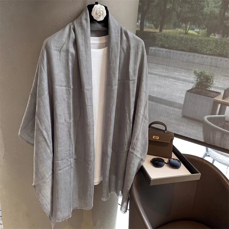 New Long Scarf Women Cotton Scarf Beach Hijab Shawls and Wraps 2026 Luxury Brand Solid Color  Echarpe Designer