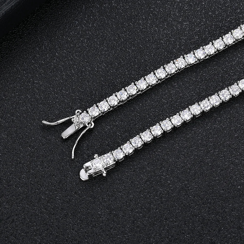 D Color Moissanite Tennis Necklace 100% 925 Sterling Silver 2-6mm Classics with GRA Necklaces for Women Man Wedding Jewelry Gift