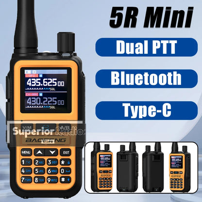 Baofeng UV-5R Mini Two Way Radio Orange BF-5R Mini Walkie Talkie Bluetooth Power Adjustable Tiny Size 1/2/4PCS Frequency Copy 5W