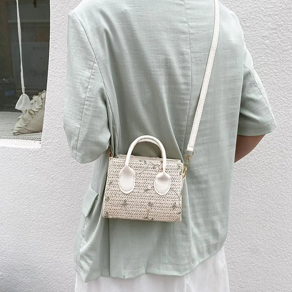 Fashion Women Summer Straw Bag Girls Shoulder Bags Casual Handbag Solid Color Crossbody Bags