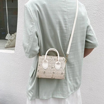 Fashion Women Summer Straw Bag Girls Shoulder Bags Casual Handbag Solid Color Crossbody Bags