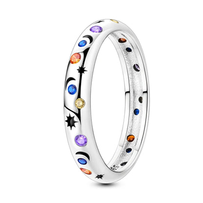 LAZA 925 Sterling Silver Colorful Rings Sparking Zirconium Bowknot Moon Sun Original Ring For Women Anniversary Wedding Gifts