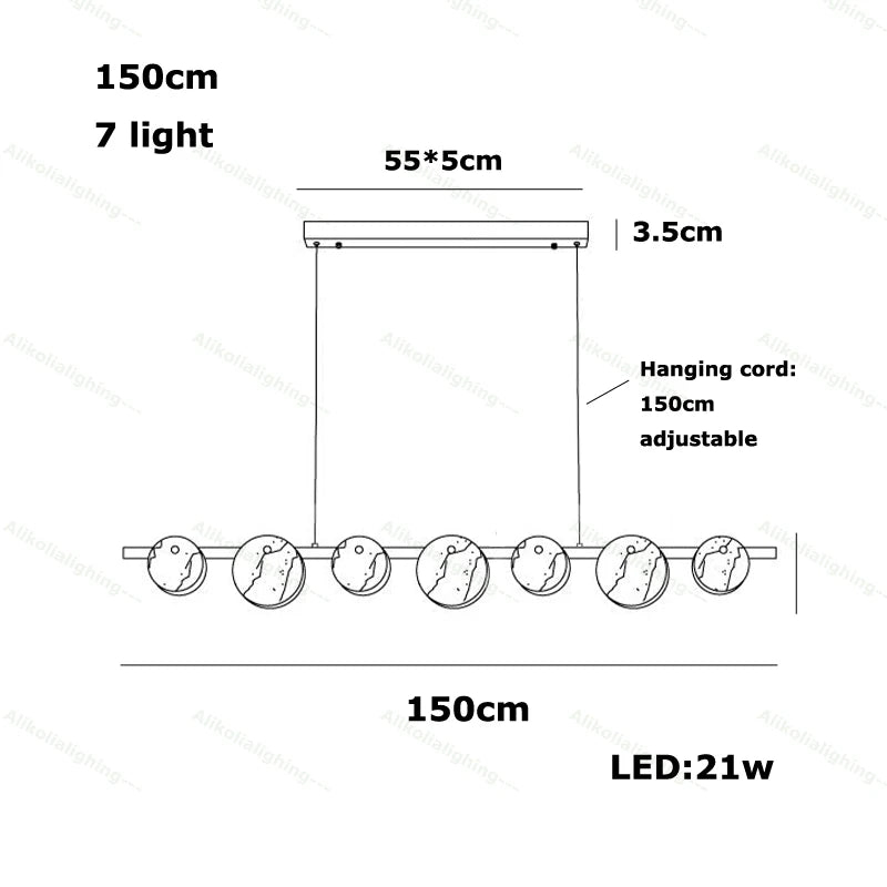 2026 Natural Marble Pieces LED Chandelier Lustre Alabaster Pendant Light Suspension Luminaire Lampen For Foyer Dinning Room
