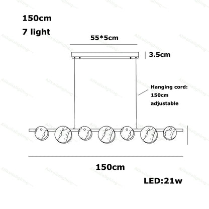 2026 Natural Marble Pieces LED Chandelier Lustre Alabaster Pendant Light Suspension Luminaire Lampen For Foyer Dinning Room