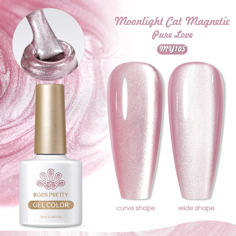 BORN PRETTY 10ml Cat Magnetic Gel Nail Polish Moonlight Glass Bead Water Light Crystal Soak Off UV Varnish For DIY Nail Art