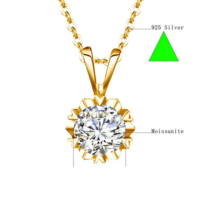 14K Gold Filled GRA Certificate 1-3ct Moissanite Snowflake Pendant 925 Silver Solitaire Necklace For Her Everyday Wear Jewellry