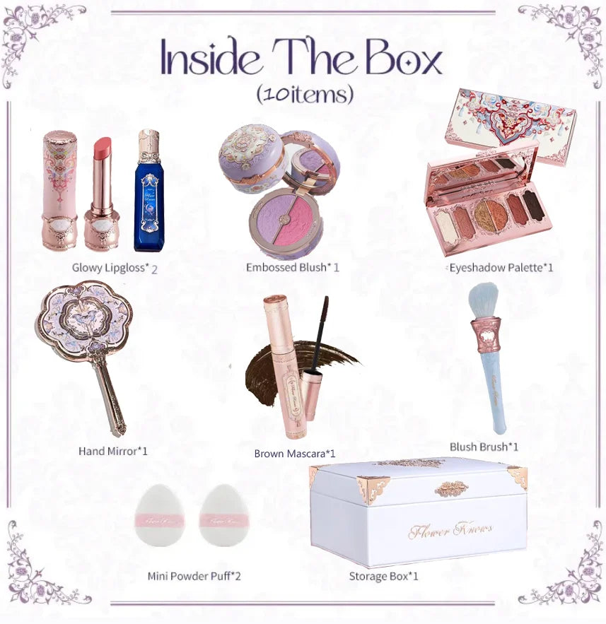 Flower Know Strawberry Rococo All-In One Gift Set Makeup Kit Full Professional Garden Mirror Blush Powder Lip Cream Flowerknows