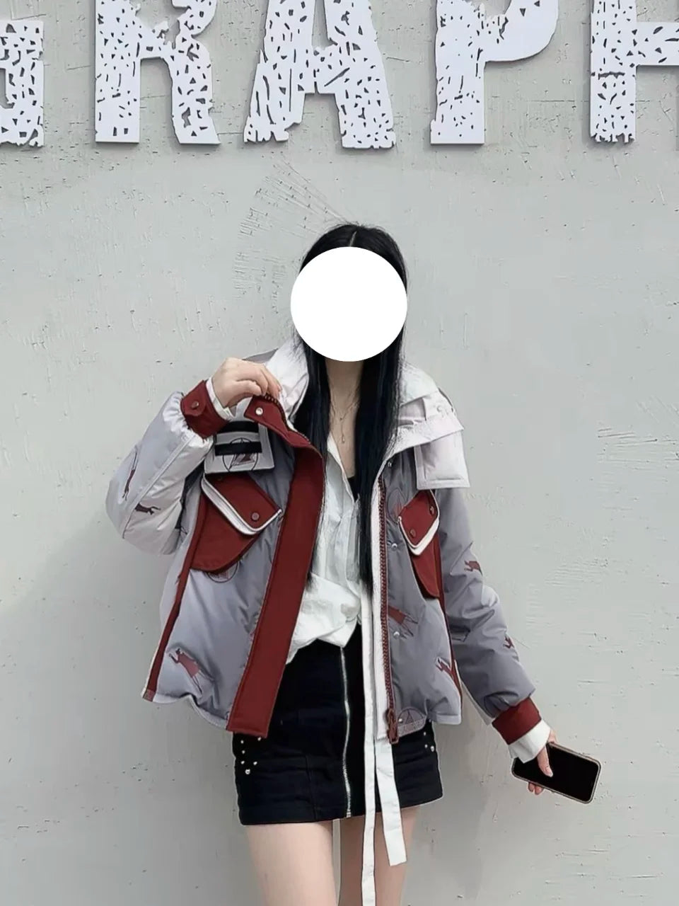Winter Patchwork Hooded Parkas Jacket Women White Duck Down Puffer Thicken Jacket Women Double Pocket Loose Short Outwears Coat