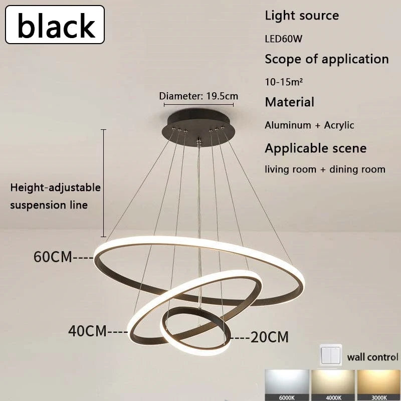 Modern led dining room chandeliers simple ring chandelier living bedroom Lights home indoor lighting decorative Pendant Lamps