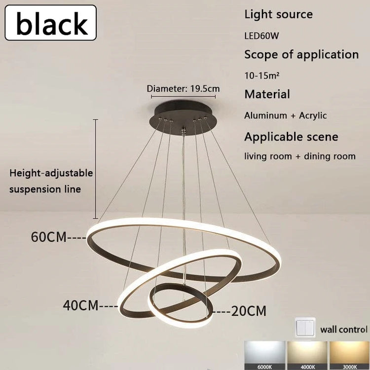 Modern led dining room chandeliers simple ring chandelier living bedroom Lights home indoor lighting decorative Pendant Lamps