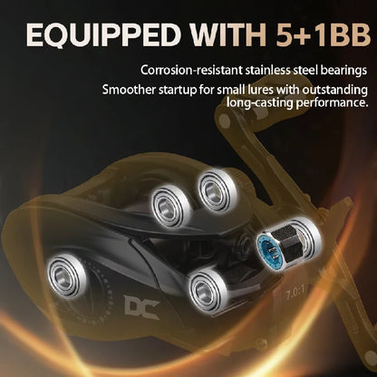 Fishing accessoriesC1Dc Baitcasting Fishing Reel Long Cast Max Drag 5kg Carbon Washers Brass Gears 7.0:1 5+1B DC Fishing Reel