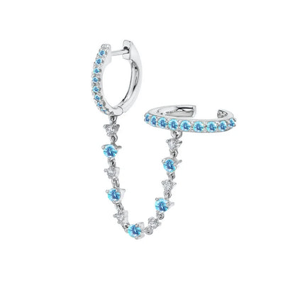 925 Sterling Silver Needle Light Blue Zircon Stud Earrings for Women Fashion Blue Enamel Pendant Earrings Luxury Jewelry Gifts