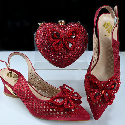 Doershow hot selling Shoes and Bags To Match Set Italy Party Pumps Italian Matching Shoe and Bag Set for Party!   SQ1-1