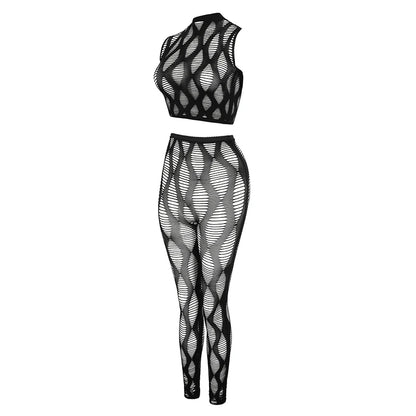 1 Set Women Long Sleeve See-Through Fishnet Cover Up Hollow Out Tassel Bodycon Beachwear Dress