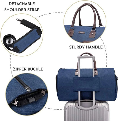 Portable clothing luggage bag, convertible business travel suit handbag, with shoulder strap / weekend daily travel bag