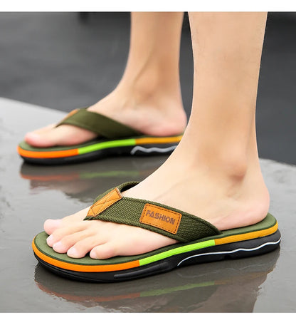 High Quality Green Men Summer Flip-Flop Non-slip Beach Slippers for Men Outdoor Flip Flops Man Fashion Slides Chinelo Masculino